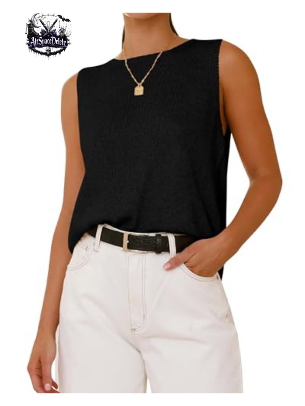 BTFBM Sleeveless Sweater Vest Women Ribbed Knit Tank Top Loose Fit Business